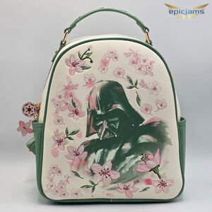Star Wars Darth Vader Cherry Blossom Floral Green Pink Mini Backpack Bag New